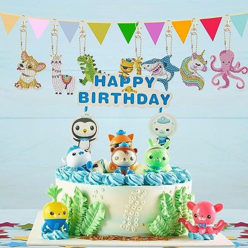 Diamond Art Animal Set of 15 Keychain DIY Kit Rhinestone Glitter Beads Charm Diamond Painting Pendant