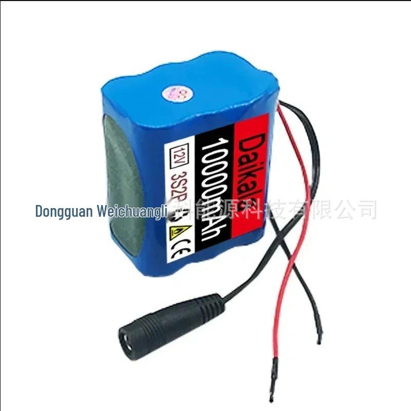12V 10Ah 3S2P 18650 Lithium-Ion Rechargeable Battery with BMS Protection.