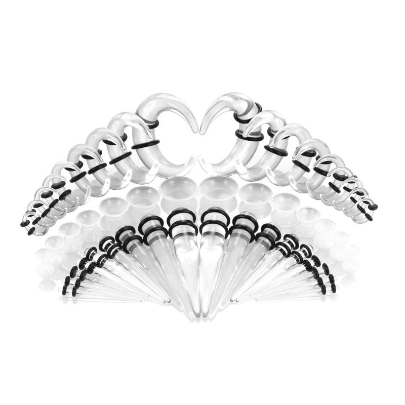 14G-00G Ear Expander Kit Acrylic Tapers Plugs Acrylic Cone Silicone Tunnel Spiral Cone Piercing Kits for All Piercings
