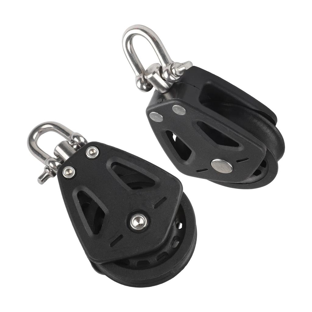 Set of 2 Heavy Pulley Blocks for Marine Use with Enhanced Bearing System