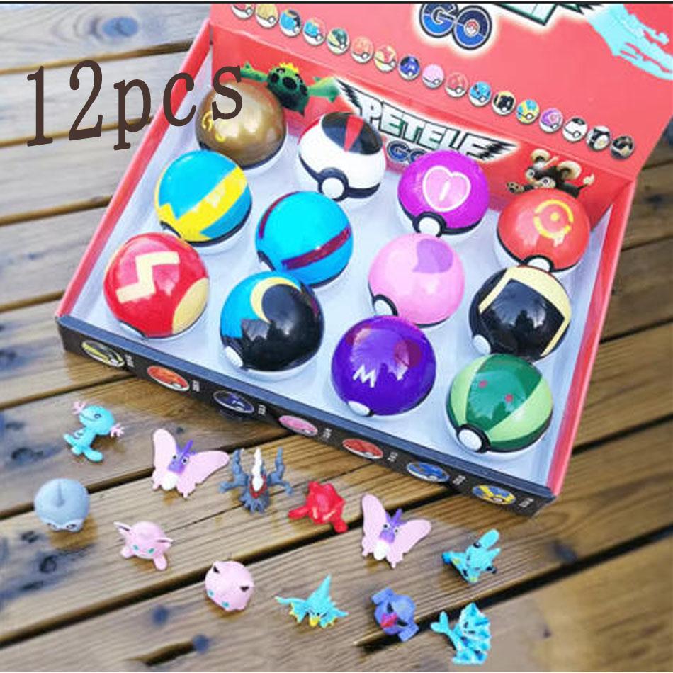 12Pcs/Set  Poke Sphere Figurine Toys Anime Pikachu Pocket Monster Pet Elf Pvc Figurine Action Collection Model Dolls Gifts