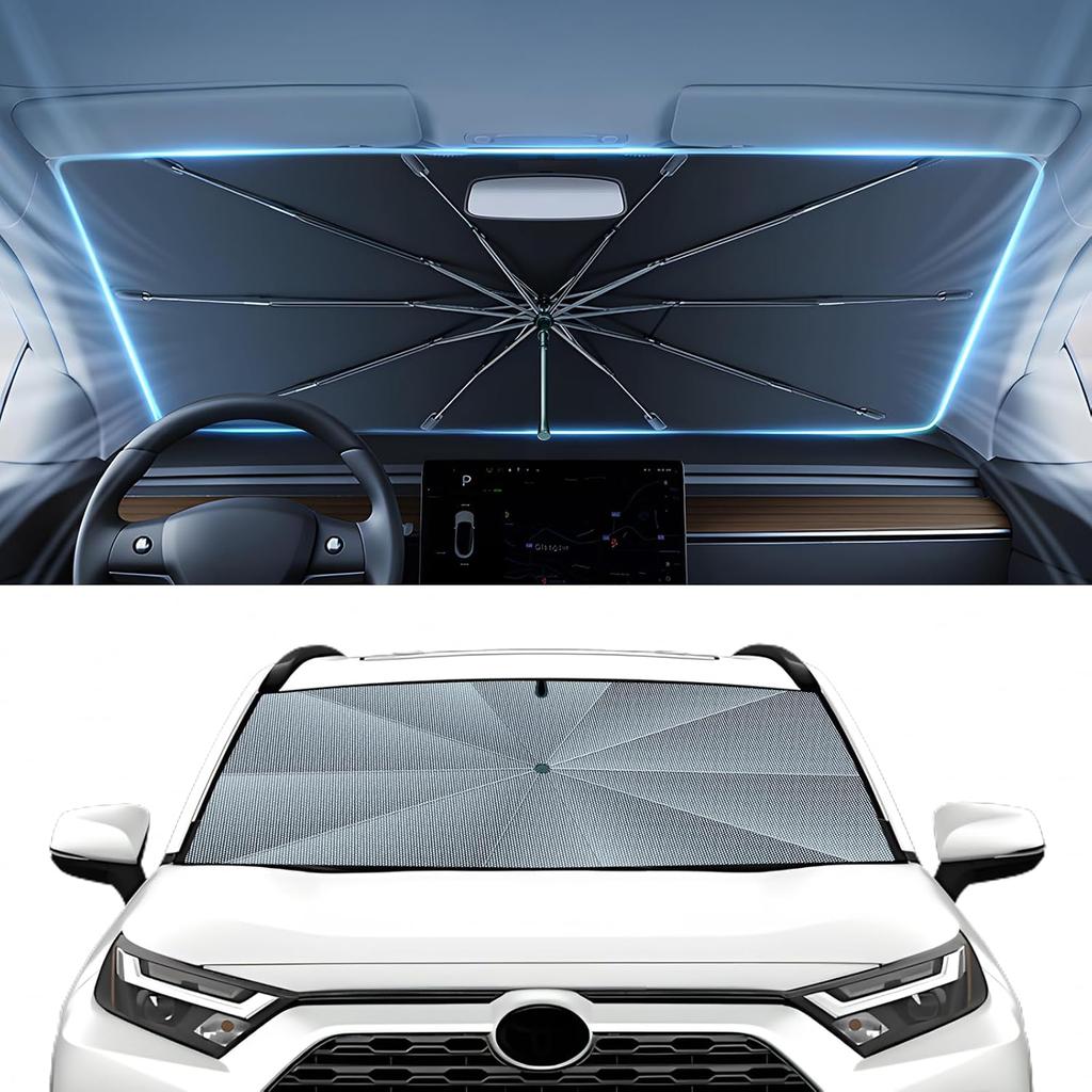 Autorder Windshield Sun Shade Umbrella For -2025 Toyota RAV4 Accessories,Upgraded Ice Crystal Material,Easy Setup Umbrella Sunshade For Car