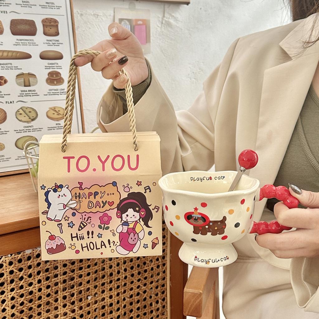 Dawanie Dziewczynkom Prezentów Urodzinowych Wysokiej Wartości Ceramiczny Kubek w Kropki Szczeniak Kreatywny Kreskówkowy Kubek do Wody Pamiątka