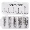 50Pcs/Box Barbed Treble Fishing Hook Iron Three Claw Fishhook Triple Fishing Hook  Fishing Tool