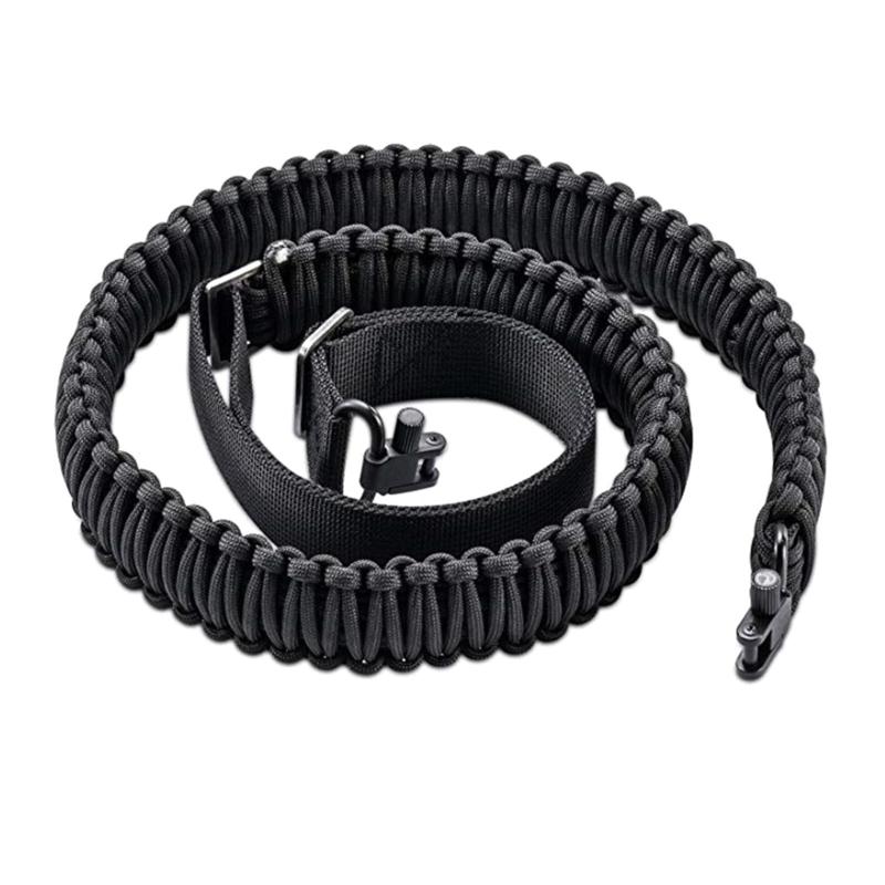 Two-Point Paracord Sling with Swivels Adjustable Length Strap Non-Slip Rifles Paracord Strap for Hunting Camping Hiking чёрный