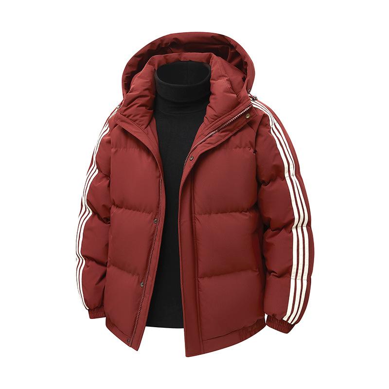 

Парное хлопковое пальто с капюшоном в одном стиле, мужское зимнее утолщенное хлопковое пальто, хлопковое пальто с тремя полосками, повседневная куртка 4XL
