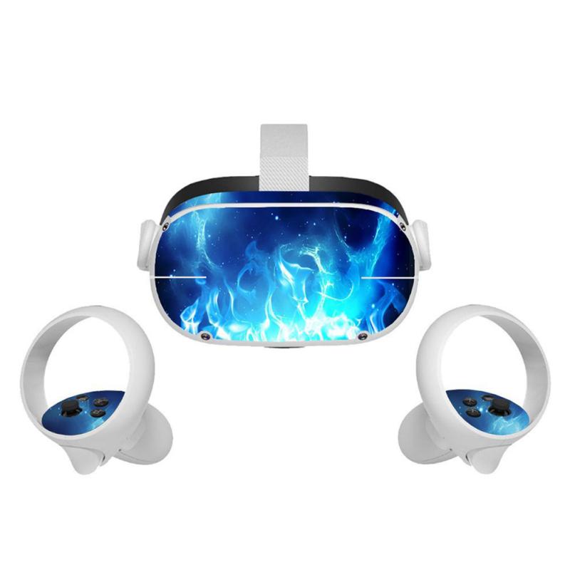 

Oculus Quest 2 ПВХ захисна наклейка Precise Cutting Vr Mask Non-marking Пилозахисна плівка захисту D blue flame