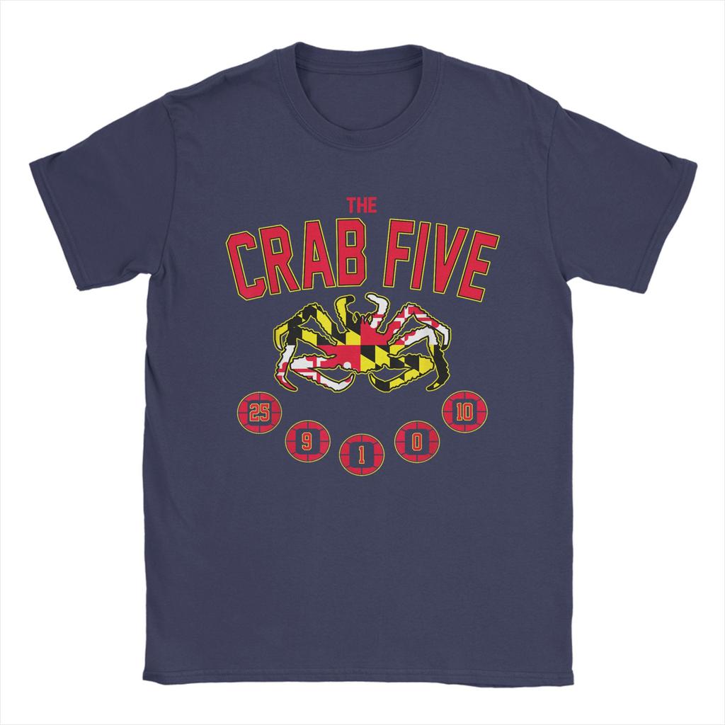 Herren The Crab Five Maryland Flag T-Shirt Basketballnummer Baumwolle Merchandise Freizeit Kurzarm O-Ausschnitt T-Shirts Sommer T-Shirt