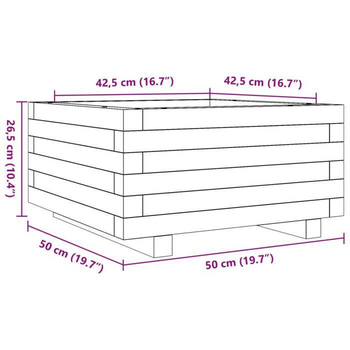 VidaXL Jardinière blanc 50x50x26,5 cm bois de pin massif, jardinière d'extérieur, bac à fleurs, boîte à plantes, jardinière 847294