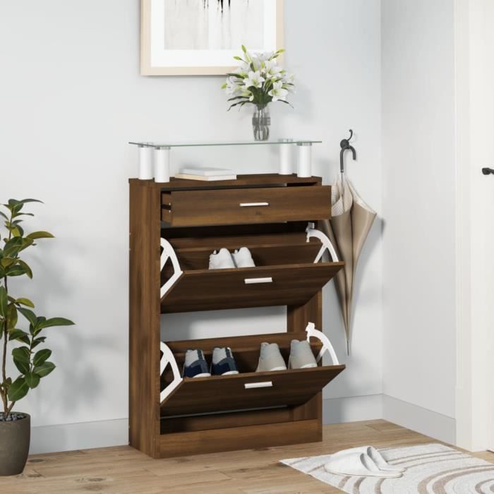 VidaXL Armoire à chaussures Chêne marron 63x24x104cm Bois d'ingénierie 342569