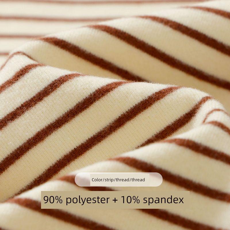 Half-Turtleneck Base Layer Shirt for Autumn and Winter, Casual Long-Sleeve Top for Boys and Girls, Striped Thermal Clothing for Older Children