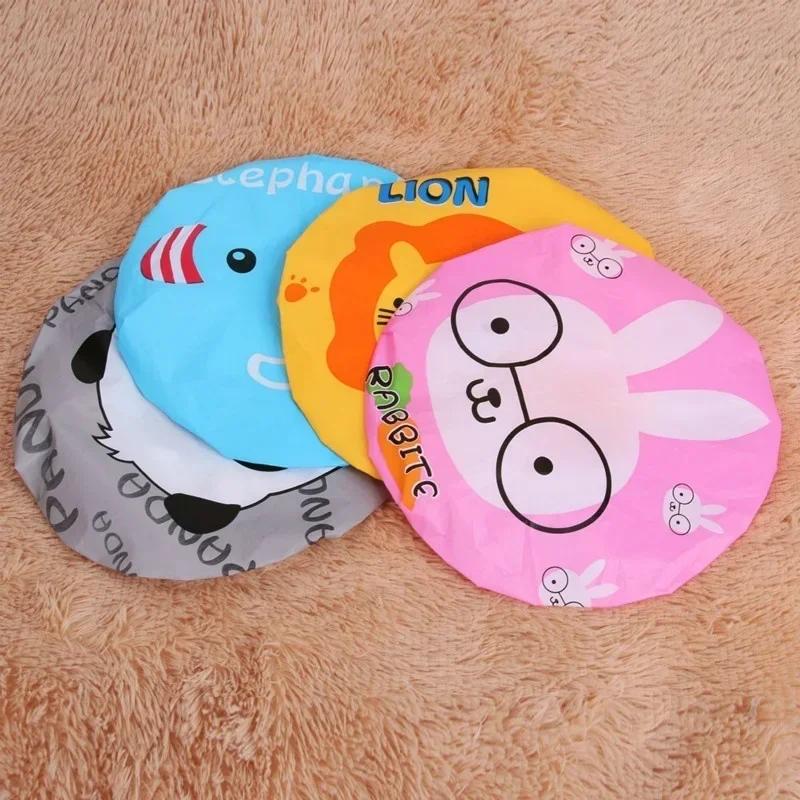 New 4 Pcs/lot Random Style Lovely Cartoon Lady Shower Caps Colorful Bath Shower Hair Cover Adults Waterproof Bathing Cap Animal