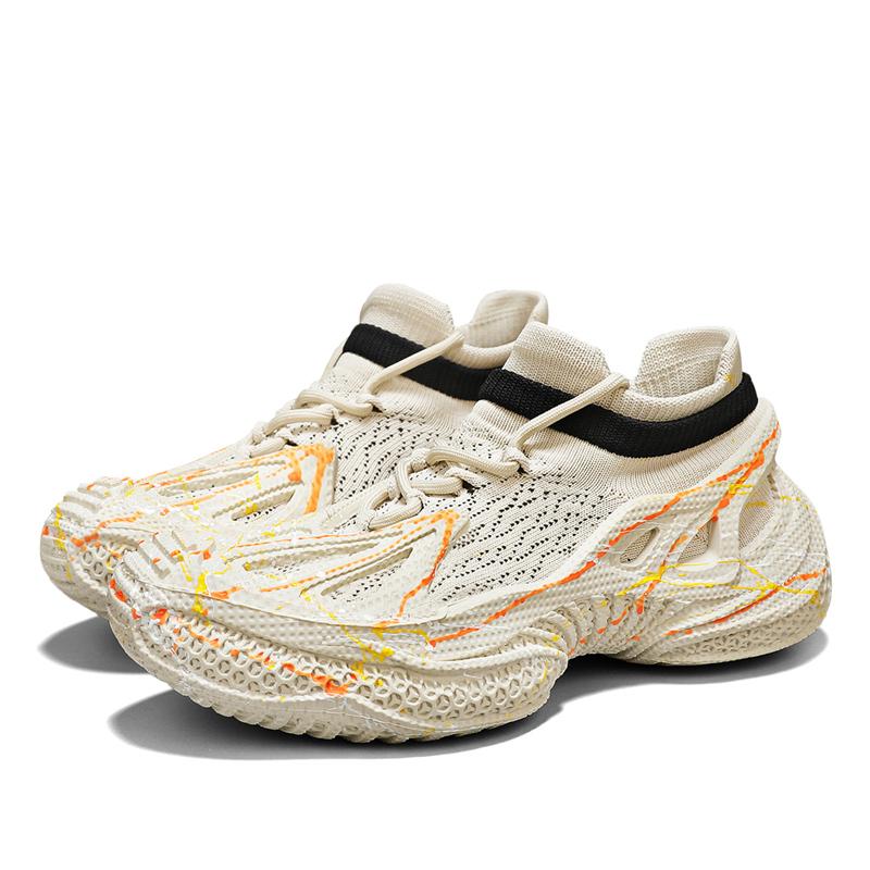 

Мужская спортивная обувь Классические легкие светящиеся кроссовки для мужчин Вязаная дышащая повседневная обувь Уличные мужские кроссовки для бега 39 бежевый