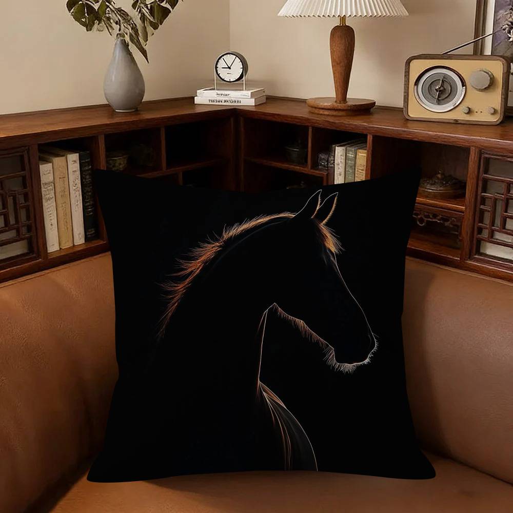 Modern Simple Geometric Light Luxury Horse Pillowcase Toon Gift Cushion Cover Bedroom Home Sofa Chair Seat Decor Pillow Case