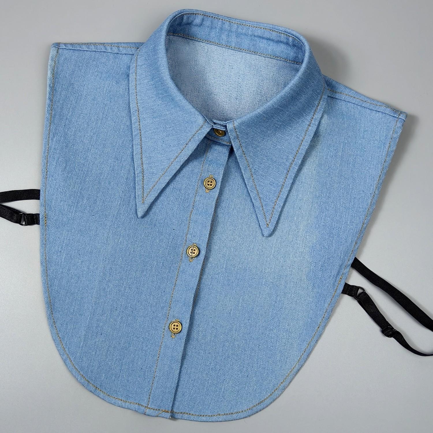 

Denim large pointed-collar fake collars for women—versatile, casual replacement multi-functional collar accessories