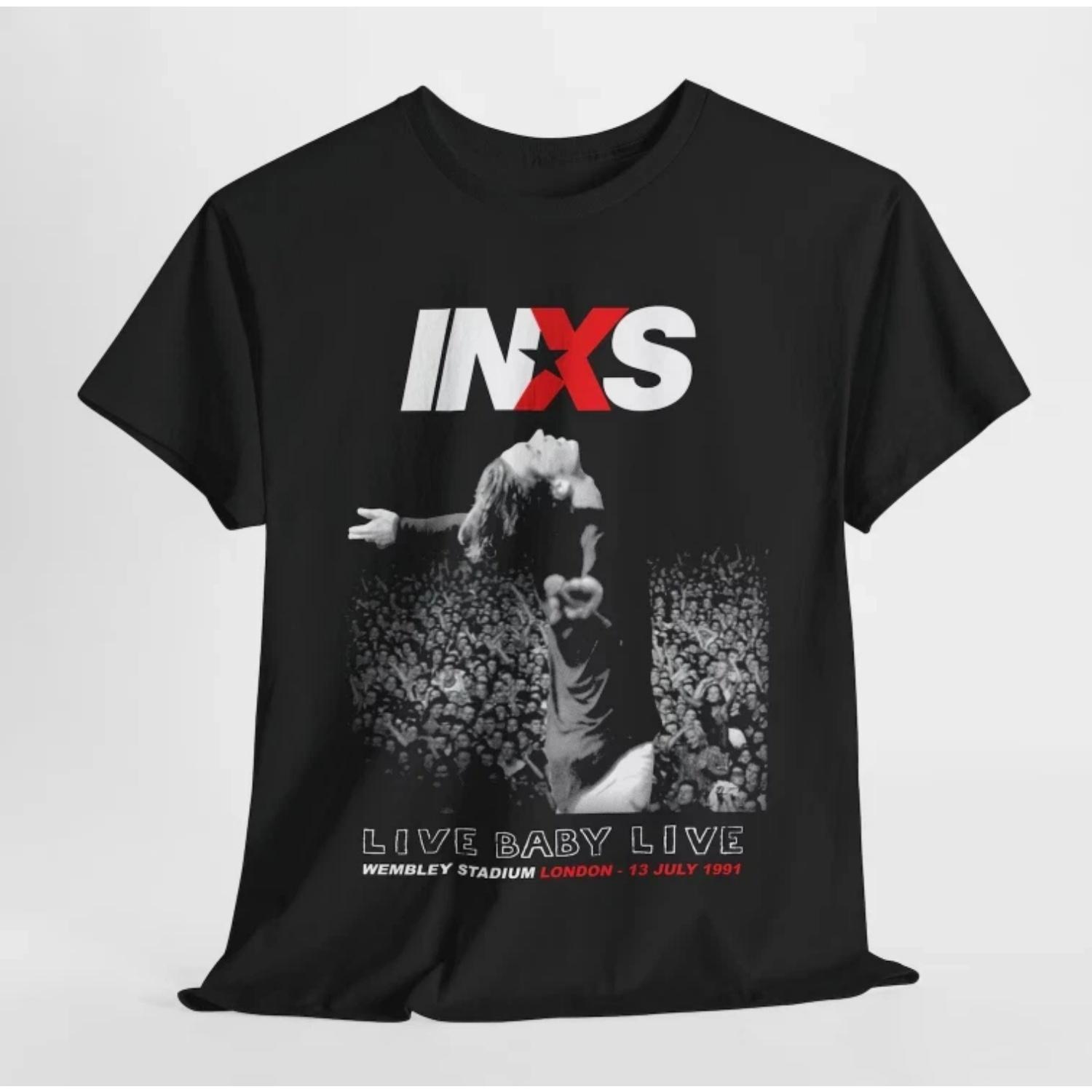 

Retro INXS 1991 Wembley Concert T-shirt, Retro Rock Band T-shirt Suitable for Fans, Unisex Style, Suitable for All Seasons XXXXXL чорний