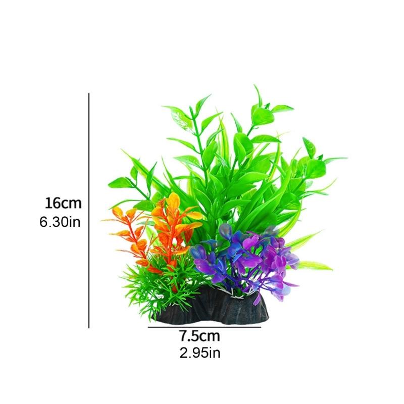5PCS Life Like Plant Fishtanks Decoration Artificial Water Plant with Base for Office Commercial Use Aquariums Landscape