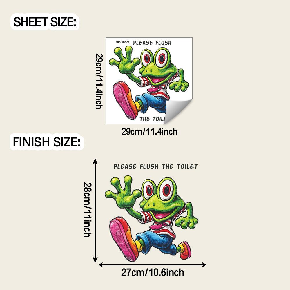 

Раскрашенная Смешная Бегущая Лягушка Наклейки для Украшения Ванной Комнаты и Туалета Домашние Наклейки