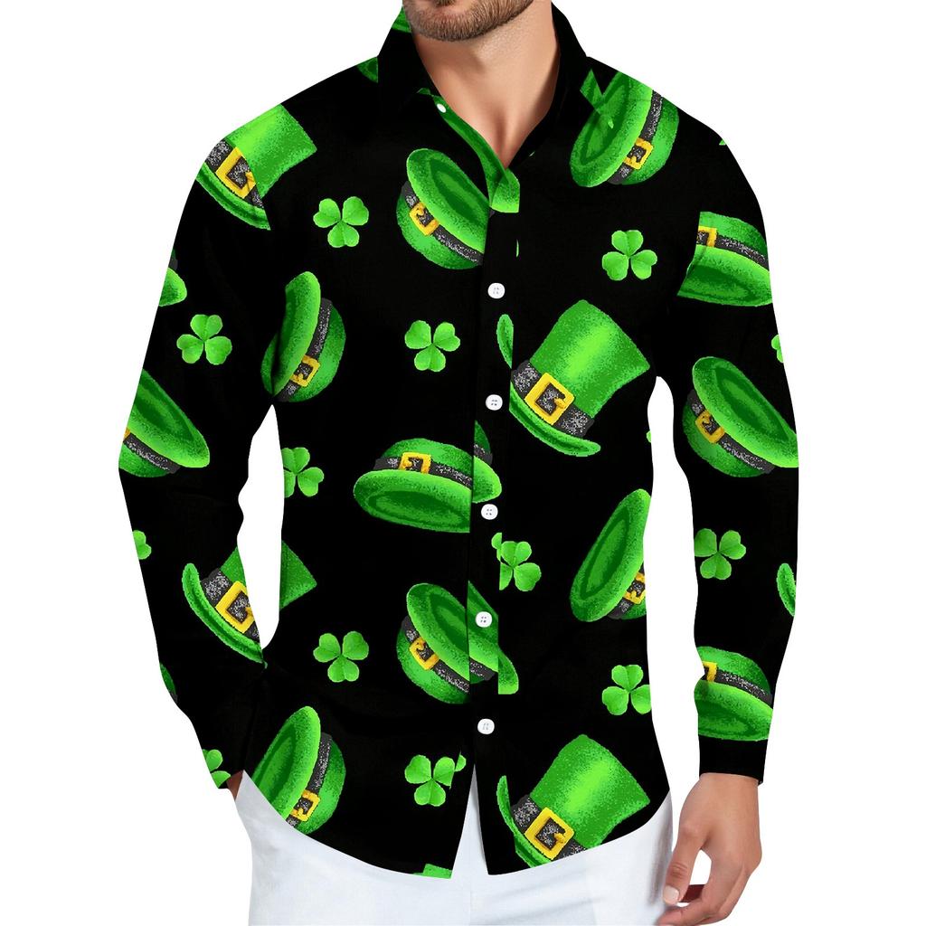 Pánská košile s vánočním potiskem, dlouhý rukáv, na knoflíky