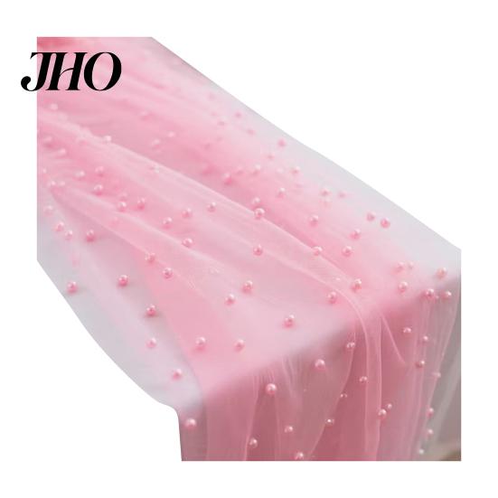 Table Runner for Home Faux Pearl Gauze Boho Sheer Tulle Fabric Party Decoration Wedding Bridal Shower Birthday Dining Decor Festive