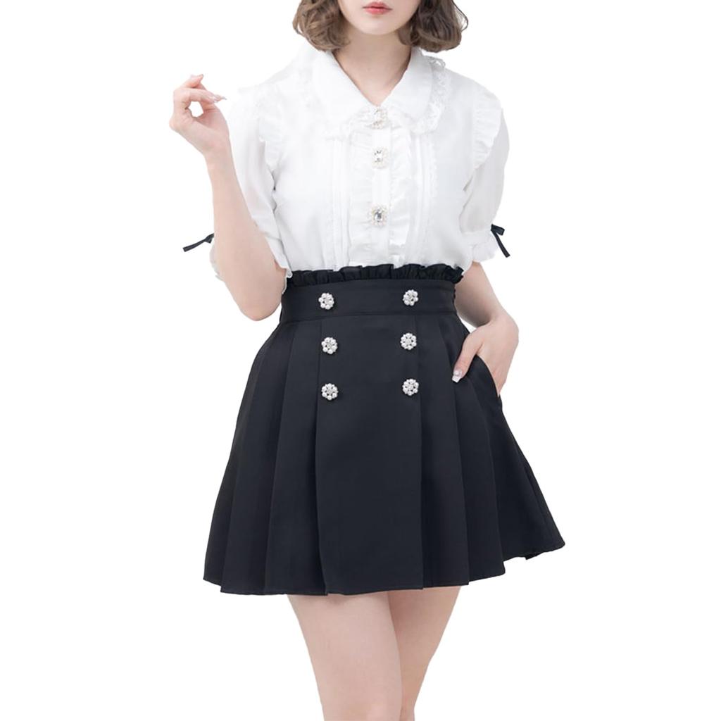 [Yumetenbo] Landmine Clothing [Dear My Love] Women's Big Ribbon Bijou Skirt 533338 Short Black Yumetenbo