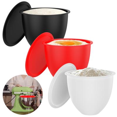 3Pc Mixer Liner Silicone Stand Mixer Bowl Liners Reusable Silicone Mixer Bowl Liner with Safety Lid for Baking Mixer Accessories