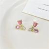 Fashion Pink Earrings with Tulip Flower Stud Earrings for Women's Earrings Jewelry Girl Gift Brincos