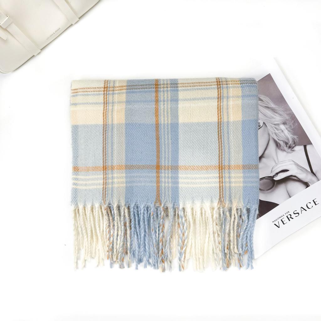 1116 New Korean plaid scarf women's winter senior sense versatile warm scarf student couple shawl dual-purpose