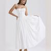 French Style Floral Sleeveless Dress With Polyester Fabric For Elegant Women