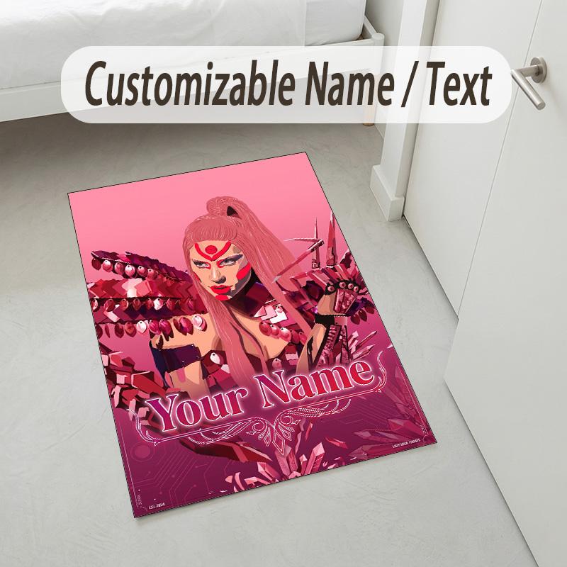 Personalized Crystal Velvet Carpet,Lady Gaga Custom Printed Name, Plush Area Rug For Home Indoor Decor