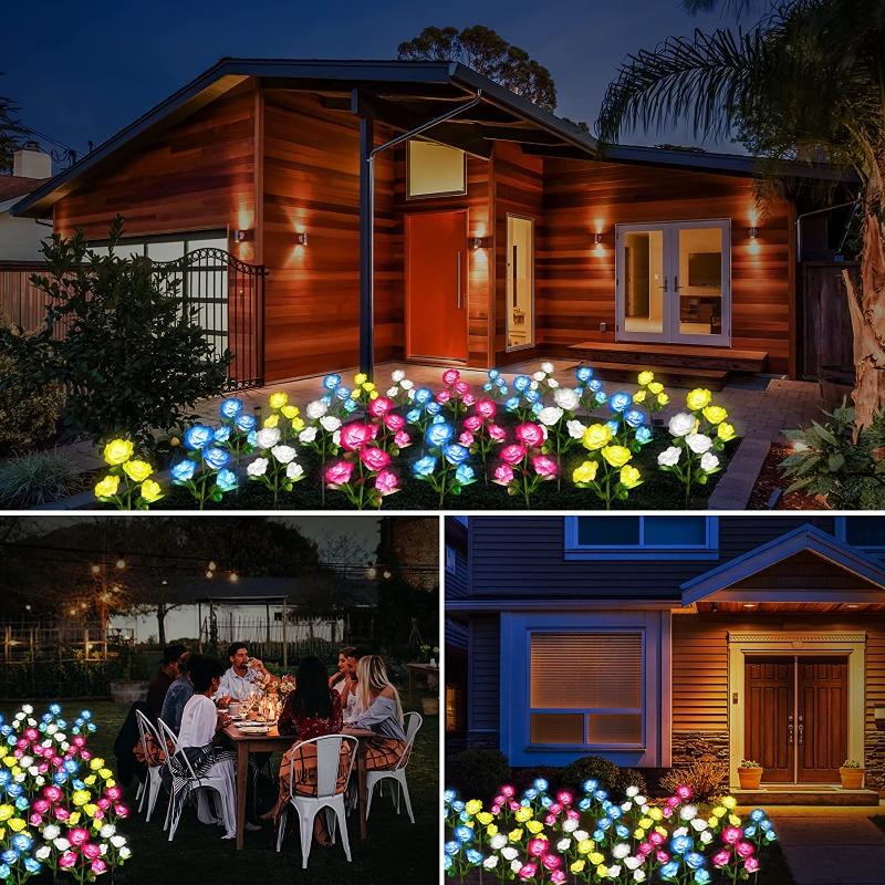 5 Köpfe LED Solar Simulations Rosenblume Solar LED Licht Garten Hof Rasen Nachtlampe Landschaftsgarten Heim Weihnachtsdekoration Blumen