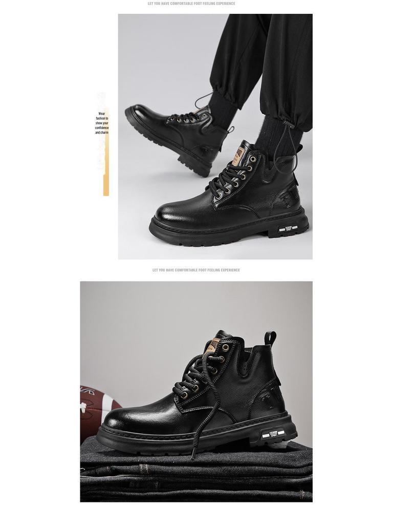 Men's Trendy Retro Martin Boots: Breathable, Non-Slip, Height-Enhancing, Shock-Absorbing, Comfortable, Wear-Resistant, All-Match.
