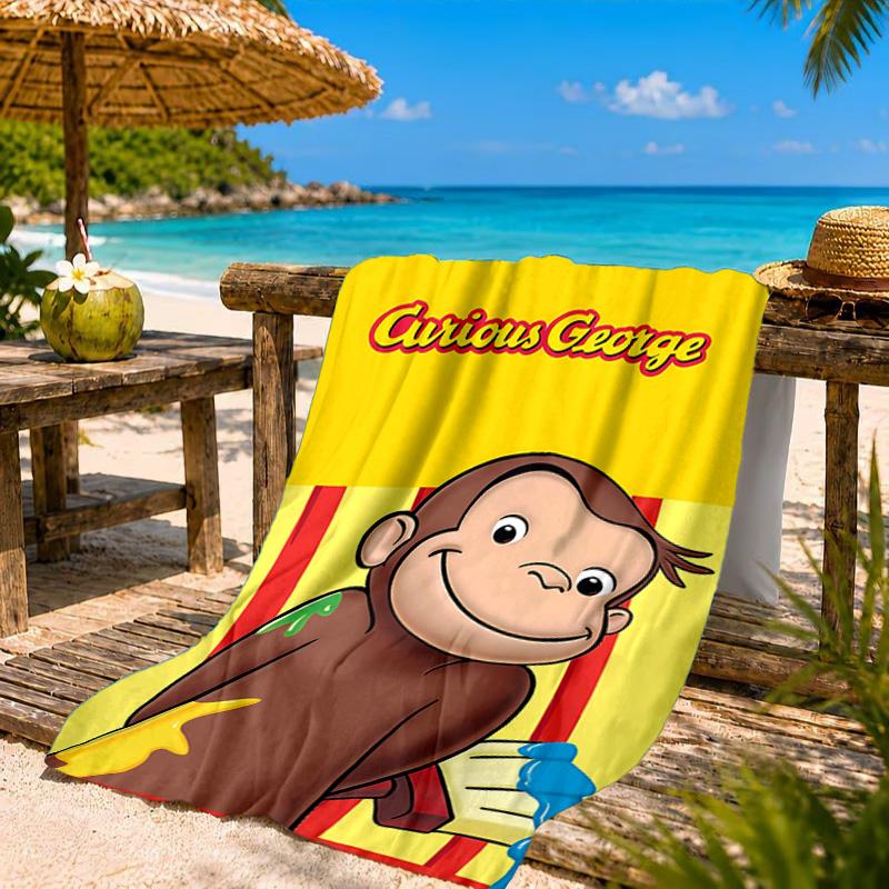 Curious George And Elephant Adventure Beach Towel, Quick-drying, Easy to Care for, Suitable for Both Fitness and Beach Vacations,Sports Essential
