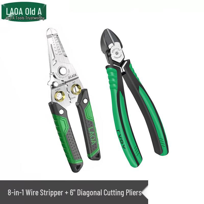 LAOA 8-in-1 Wire Stripper & Diagonal Pliers Set