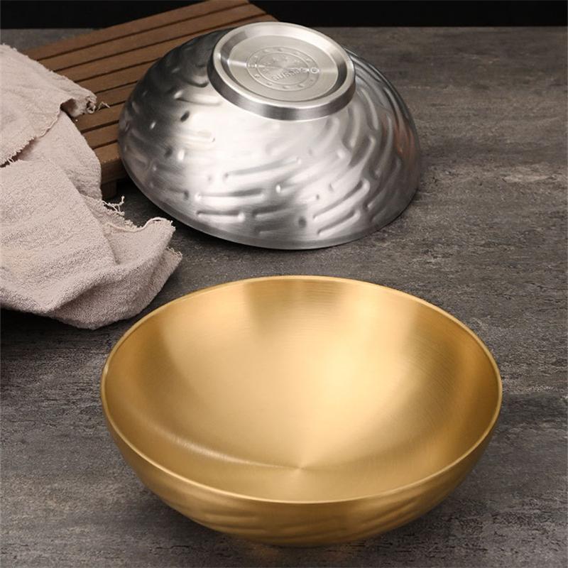 20/24cm Koreanische Edelstahl Kaltnudelschüssel Doppelschichtig Groß Ramen Salat Schüsseln Verdickte Obstplatte Utensilien für Küche