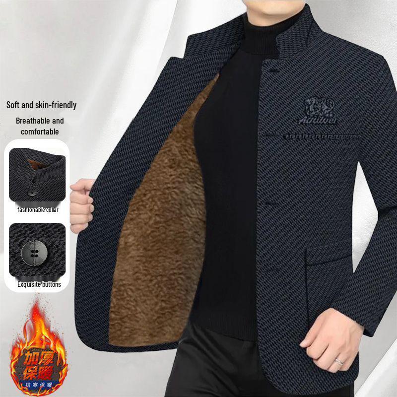 Men's Winter Plus Velvet Korean-Style Wool Jacket – Trendy, Casual, and Versatile Fashion Coat.
