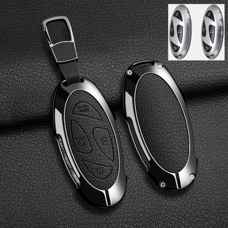 Interior Mouldings Alloy Leather Car Key Case Key Cover For Hyundai IONIQ 6 New Grand Prix GN7 For New Kona SX2 Car Protector Ke
