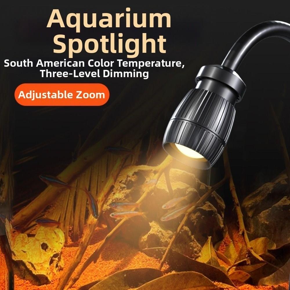 Adjustable Zoom Mini Clip-on Aquarium Lamp Adjustable Focus Spotlight Aquarium Accessories