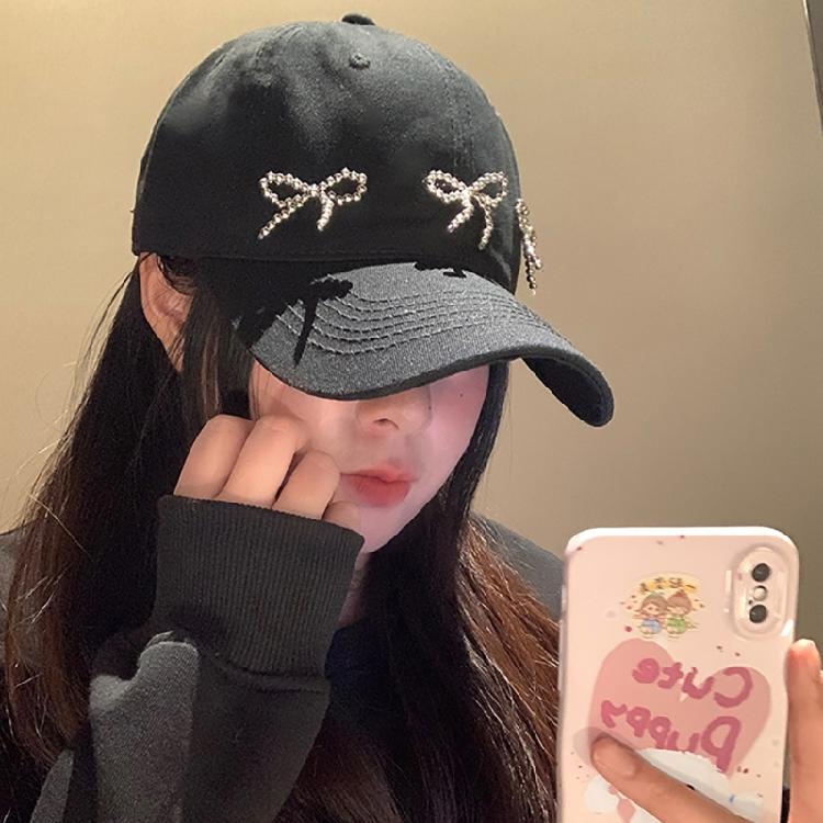 InsStyle Sweet Baseball Hat Peaked Hat Lovely Bowknot Sun Hat Summer Sport Hat