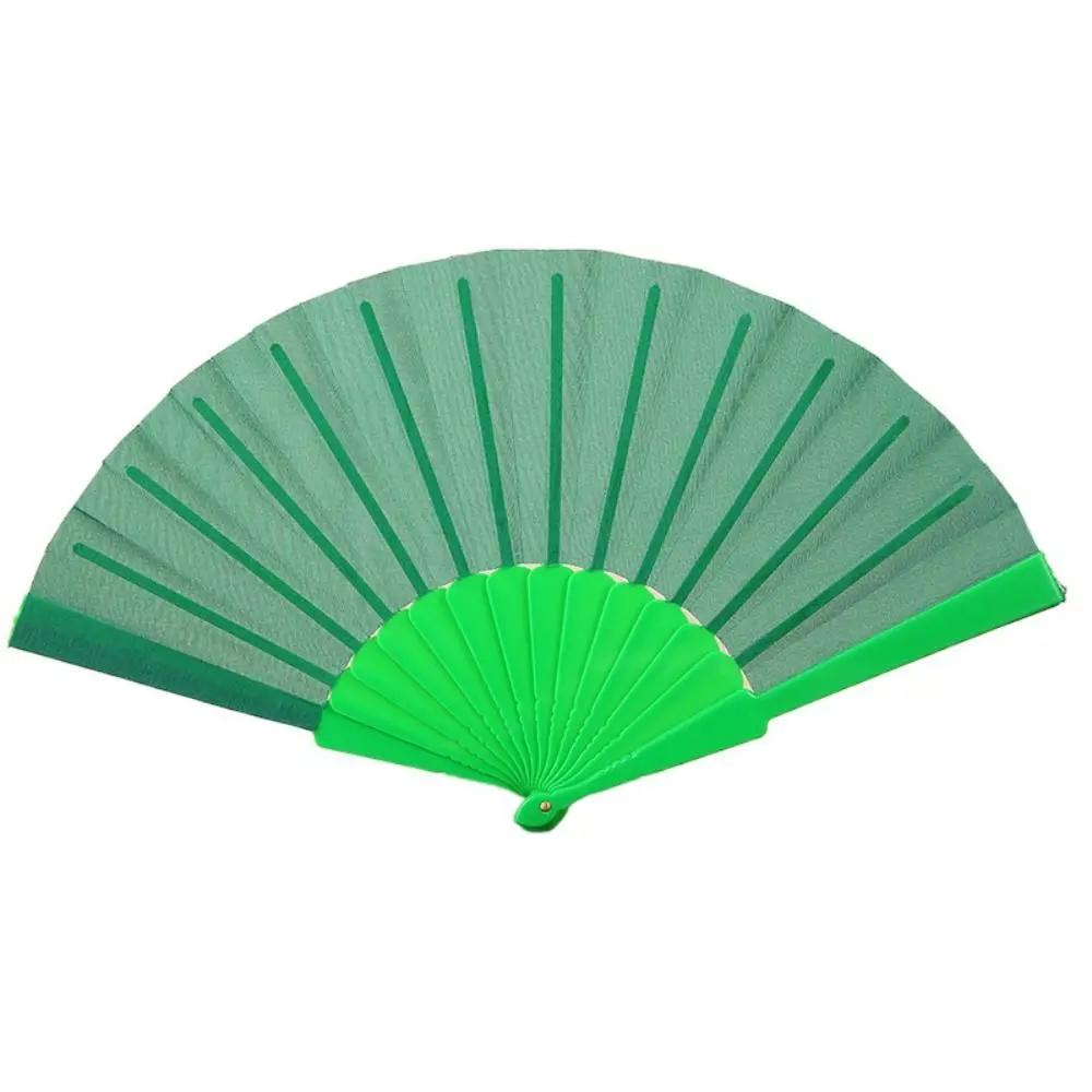 Portable Folding Fan Plain Plastic Cloth Hand Fan Chinese Elegant Fabric Hand Fan for Weddings Travel Party Dancing Cosplay