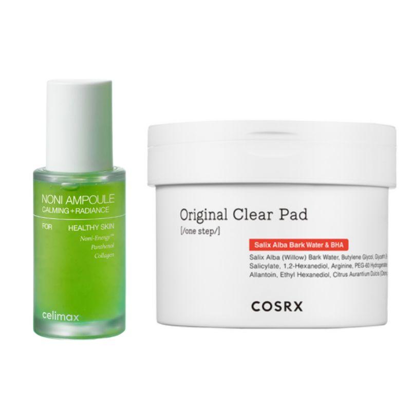

[Instant Soothing] Noni-Cica Calming Duo – Celimax Noni Energy Ampoule (30ml) + COSRX One Step Original Clear Pad (70 sheets) Ampoule 30ml +Pad 70 sheets/140ml