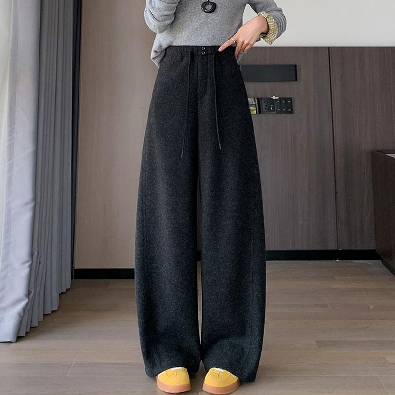 

Xin Xin Women s Plus Velvet Thick Woolen Curved Leg Trousers - Loose, Straight, Wide-Leg for Autumn Winter 2025 2XL (60-65 kg)