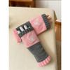Gants en tricot sans doigts avec broderie de chat et patchwork, Gants décontractés ouverts aux doigts tendance pour femme, Mitaines chaudes d'hiver sans doigts