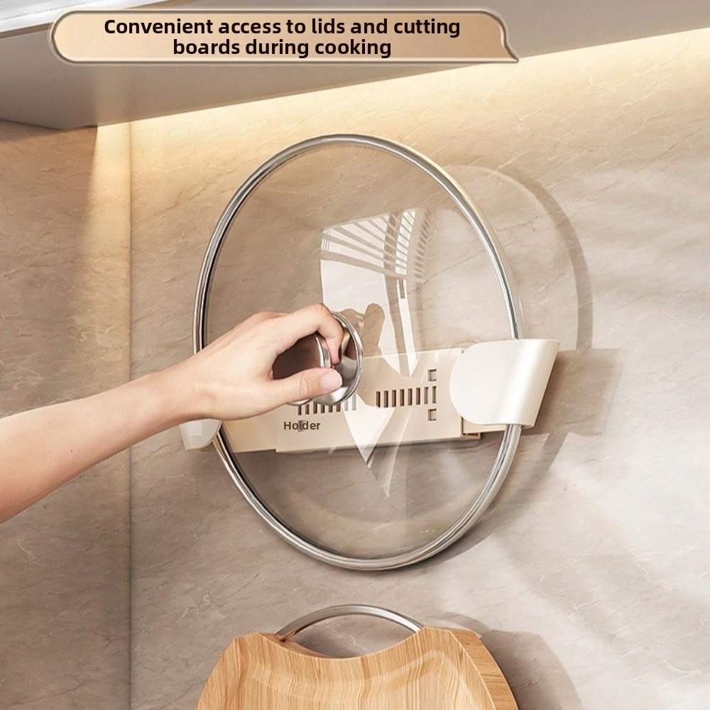 Telescopic Kitchen Pot Lid Rack Wall-mounted Kitchen Pot Lid Storage Tool Suction Cup Lid Holder Multi-functional