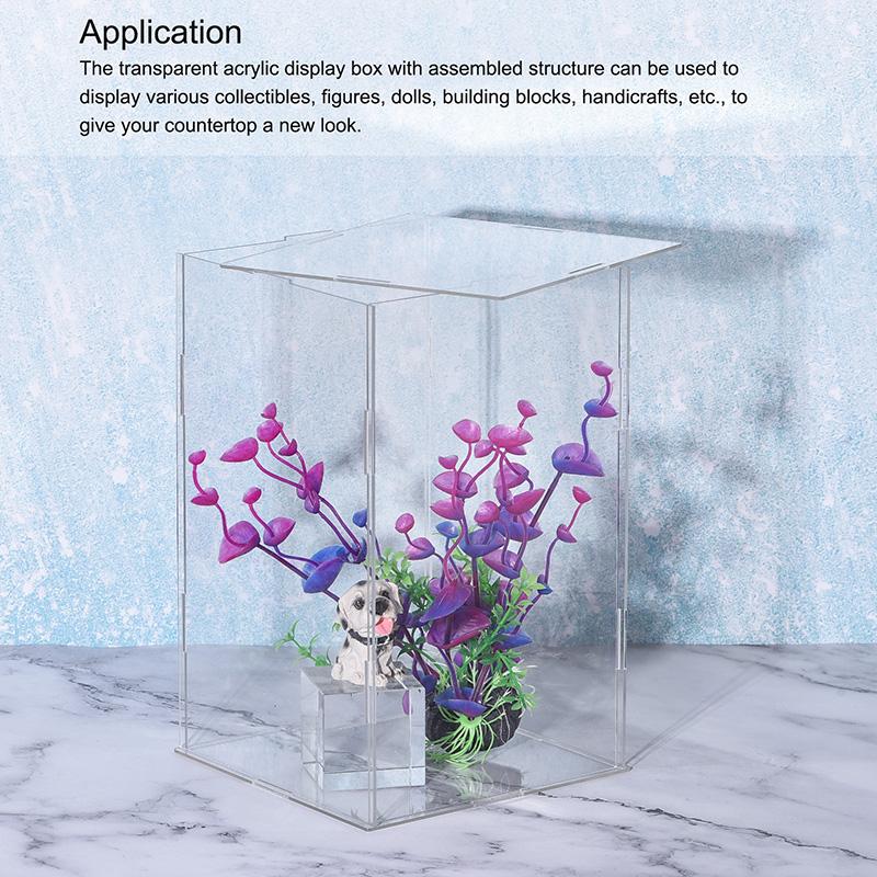 Clear Acrylic Display Box Case Countertop Organizer Stand Assemble Dustproof Showcase for Figures Toys Collectibles Crafts