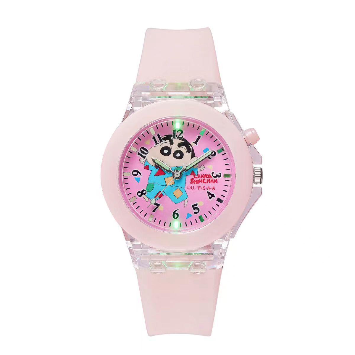 Crayon Xiaoxin Children S Watch Primary And Secondary School Students Cartoon Watch Luminous Led Luminous Watch розовый