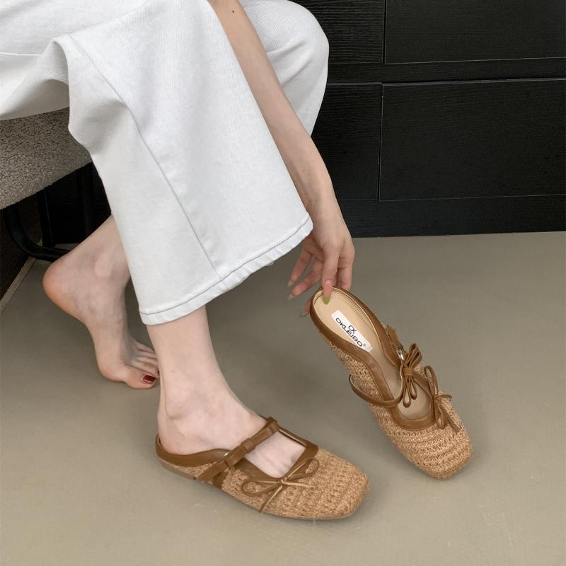 Mode Handgewebter Schmetterlingsknoten Marken Flache Slipper Damenmode Flache Mary Jane Schuhe Bequem Lässig Retro Designer Schuhe