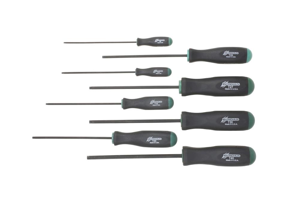 Made in the BONDHUS Screwdriver Set Screw Grip Black Oxide Set PHTSX8 75534 USA, Torx® ProHold® (with Function), Finish, 8-Piece (T9, T10, T15, T20,