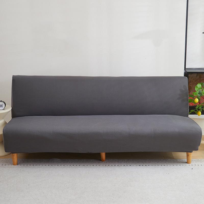 2026 High Elasticity Armless Sofa Cover All-inclusive Household Dust Folding Bed Cover Thickened Fabric Solid Color Sofa Cover
