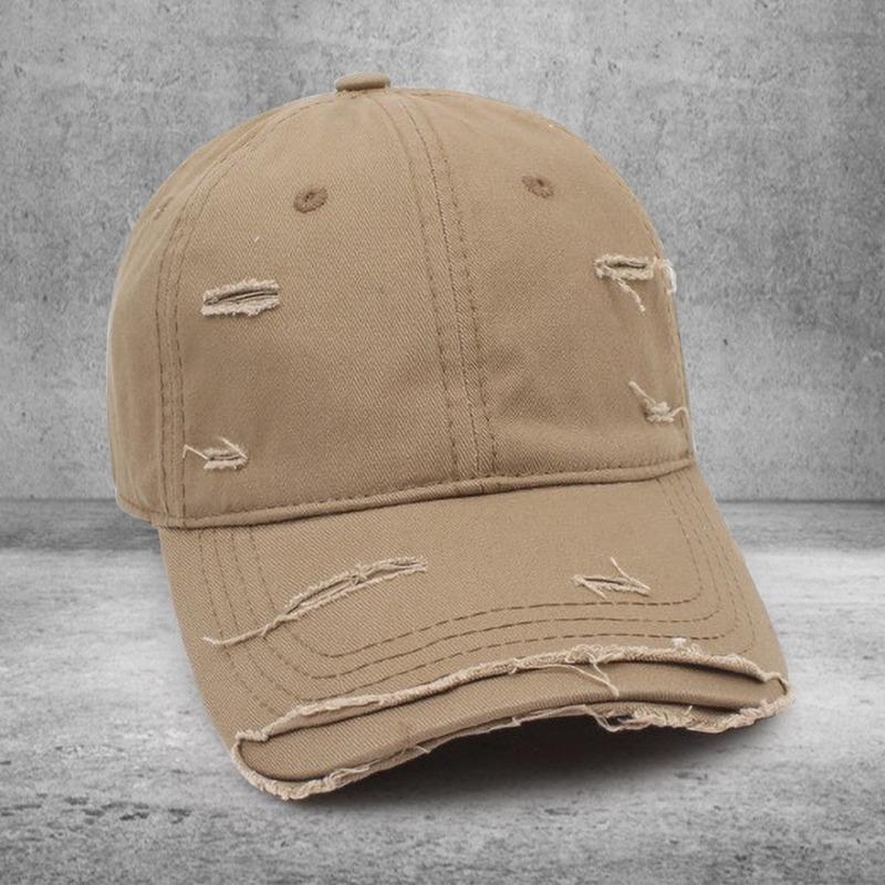 Peaked cap Cotton ripped baseball cap Men's versatile soft top curved brim sun hat Embroidery Women's trend